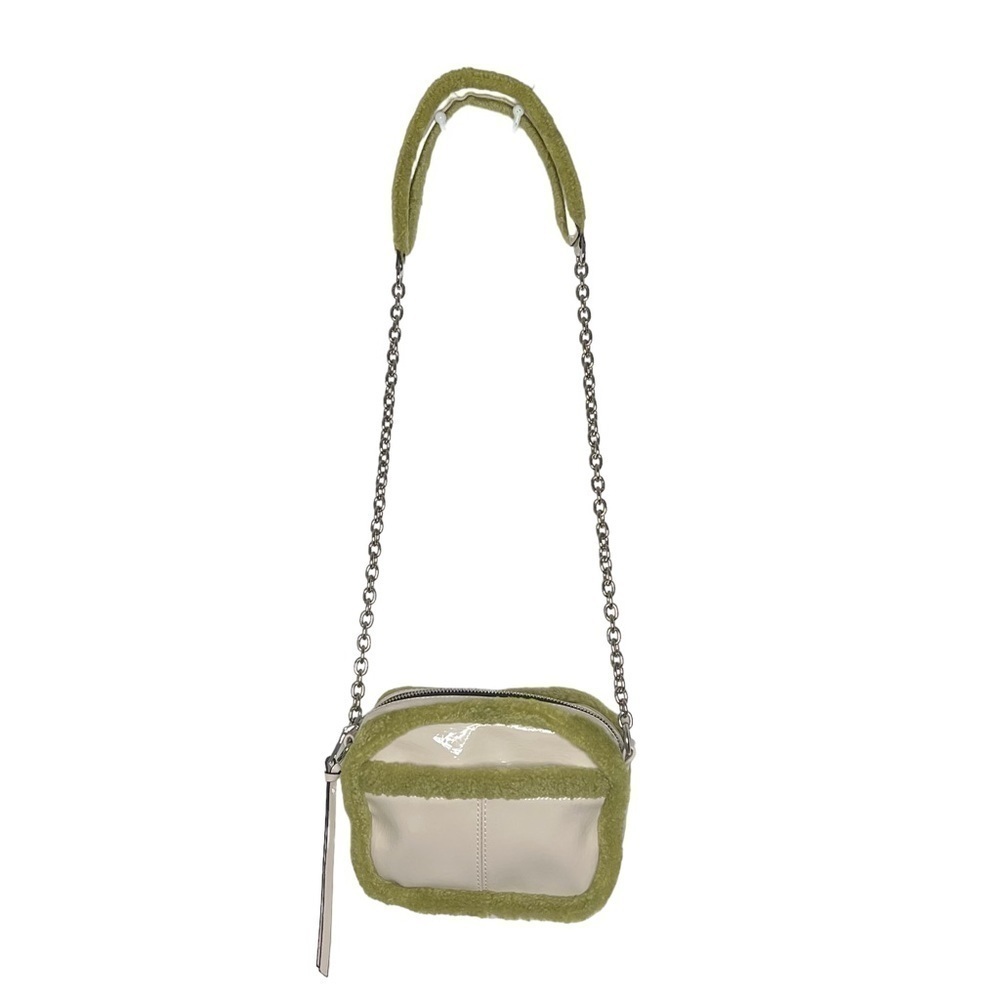 NWOT TOPSHOP Faux Fur Small Crossbody Bag Purse Lime Green Cream